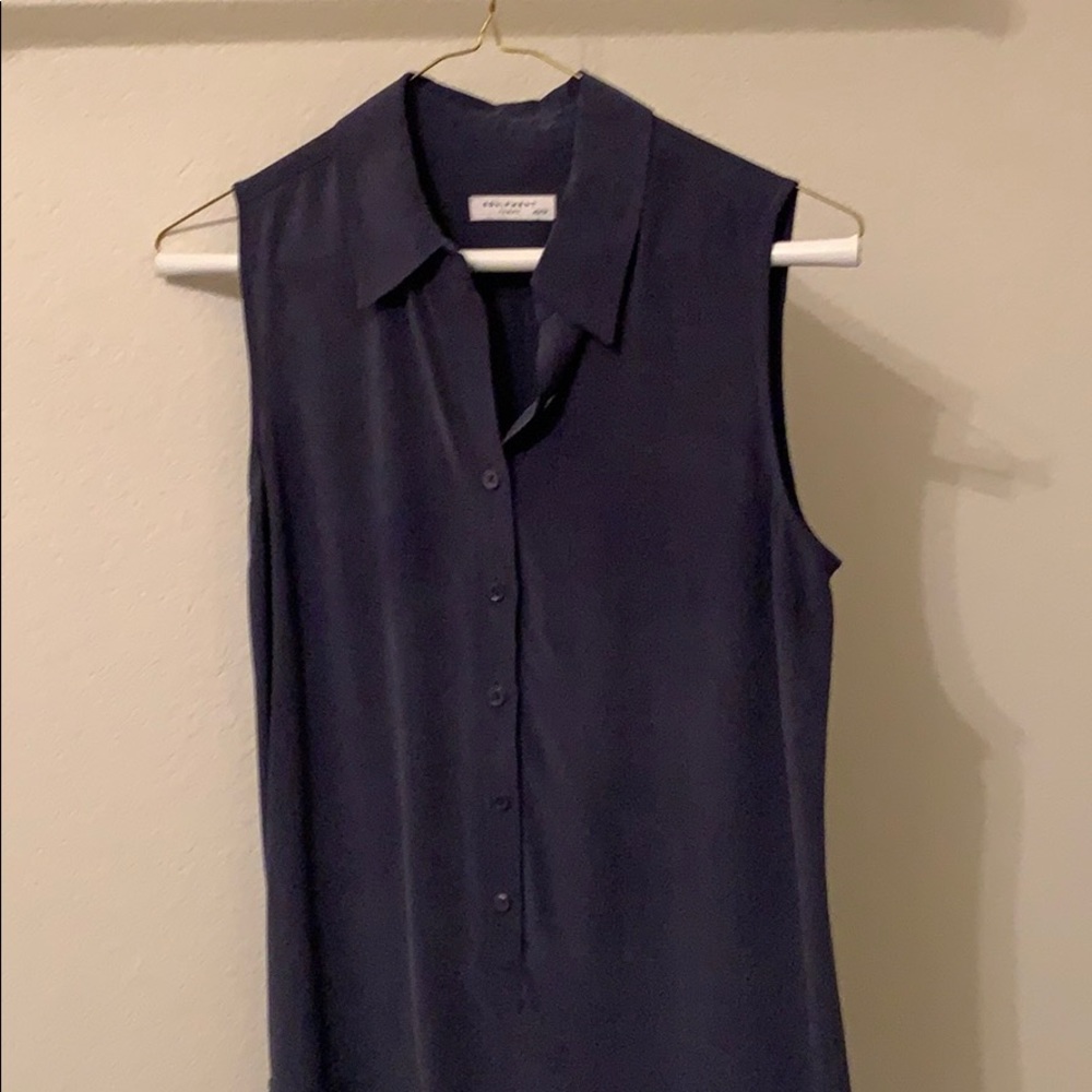 Navy Blue Equipment Silk Shirt Dress